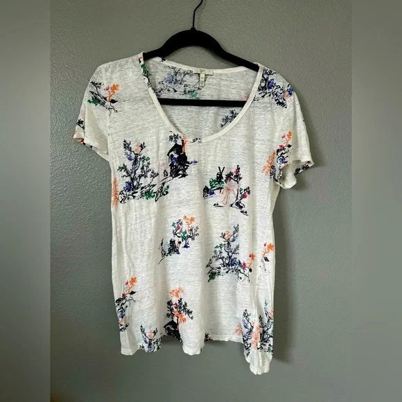 Joie Women’s Patterned Scoop Neck Short Sleeve Top Tee. Size: Medium. - Picture 2 of 13